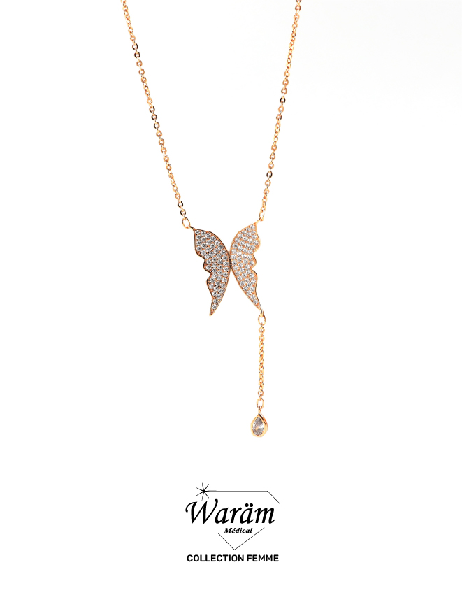 Collier pendentif papillon zircon