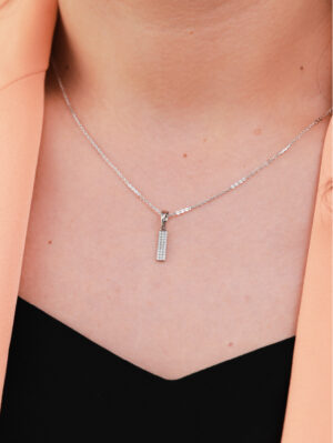 Collier Barre Zircon Femme Argenté