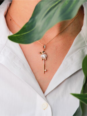 Collier Clé Zircon Femme Hypoallergénique