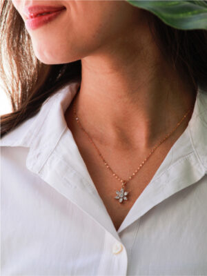 Collier Fleur Zircon Femme Hypoallergénique