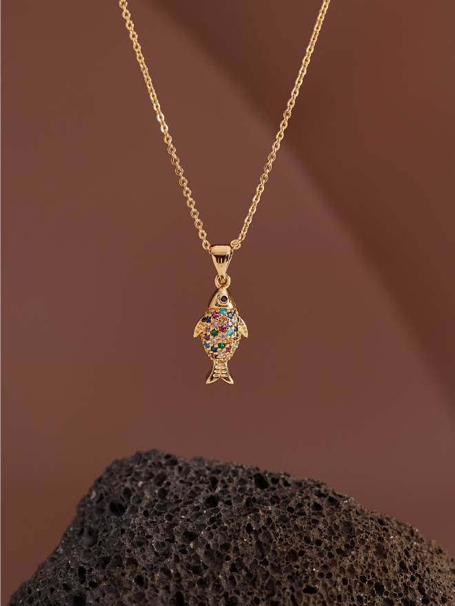 Collier Poisson Multicolore Femme Hypoallergénique
