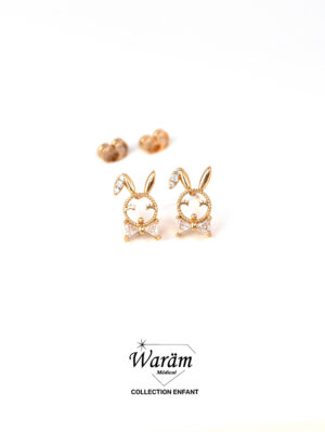 Boucles d'oreilles enfant lapin zircon