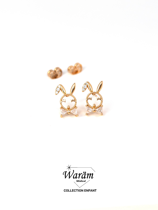 Boucles d'oreilles enfant lapin zircon Boucles d'oreilles enfant lapin zircon