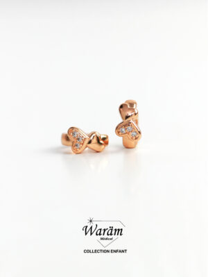 Boucles d'oreilles enfant double coeur