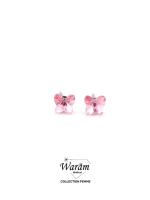 Boucles d'oreilles à vis femme rose clair