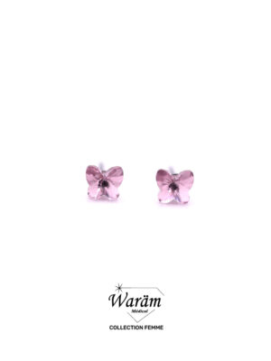 Boucles d’oreilles à vis femme rose pastel