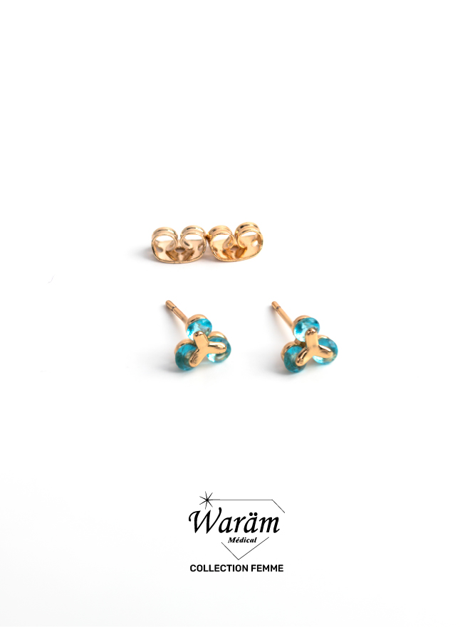 boucles-oreilles-a-vis-femme Boucles d'oreilles vis fleur cristal bleu