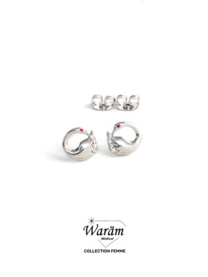 Boucles d'oreilles à vis cygne zircon