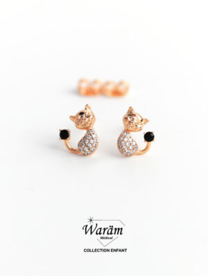 Boucles d'oreilles enfant chat zircon