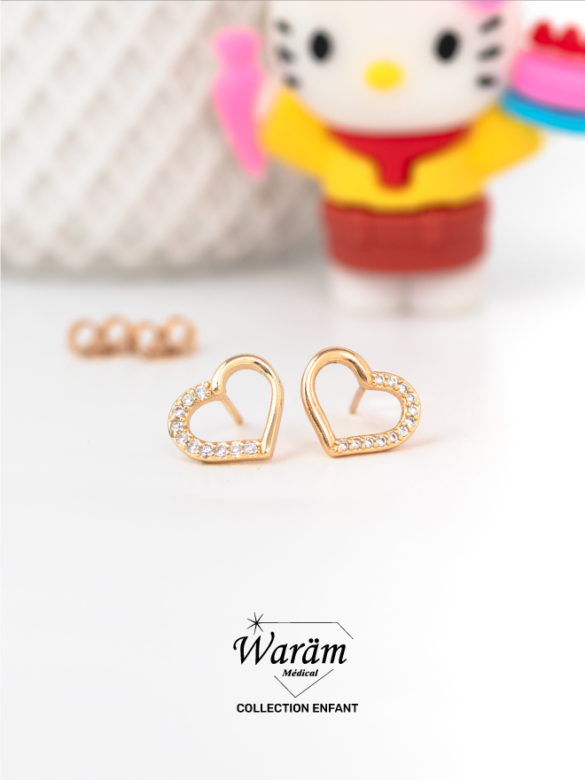 Boucles d'oreilles enfant coeur zircon