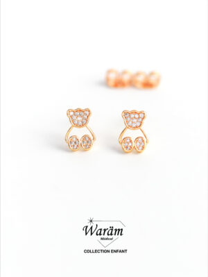 Boucles d'oreilles enfant ours zircon