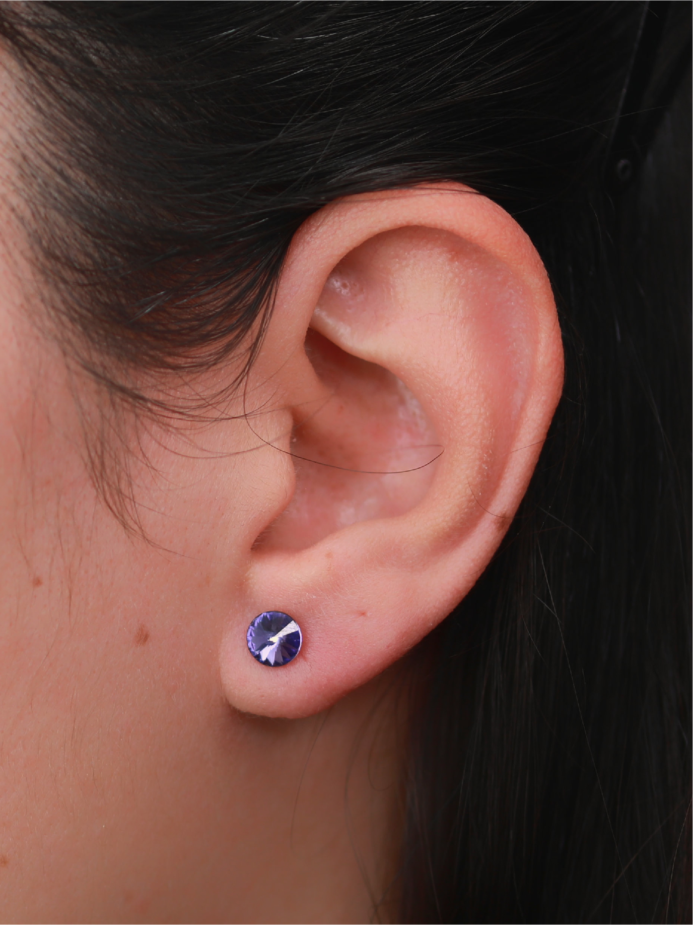 Boucles d'oreilles à vis femme cristal lavande