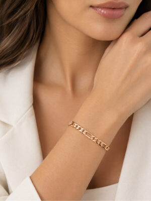 Bracelet gourmette maille figaro