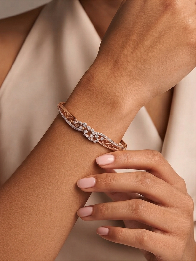Bracelet jonc arabesque zircon