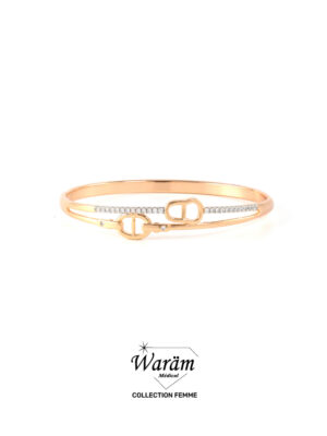 Bracelet jonc maillon marine zircon