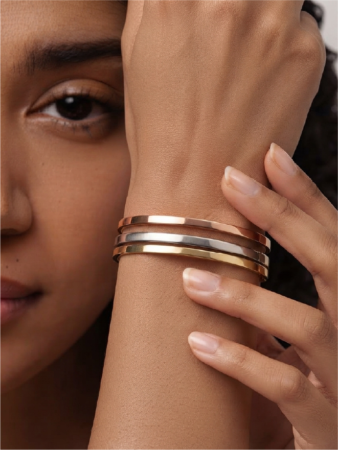 Bracelet jonc trois couleurs lisse